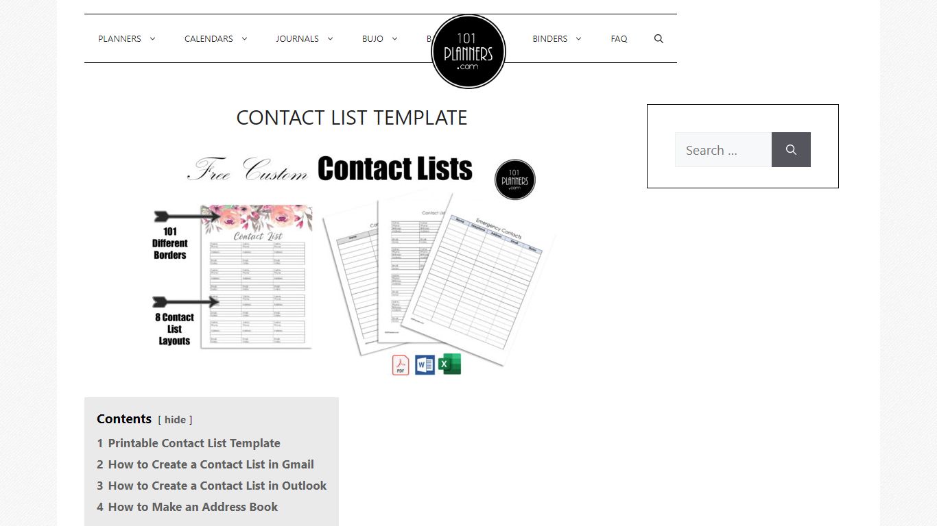 FREE Editable Contact List Template | Editable PDF, Word, Image